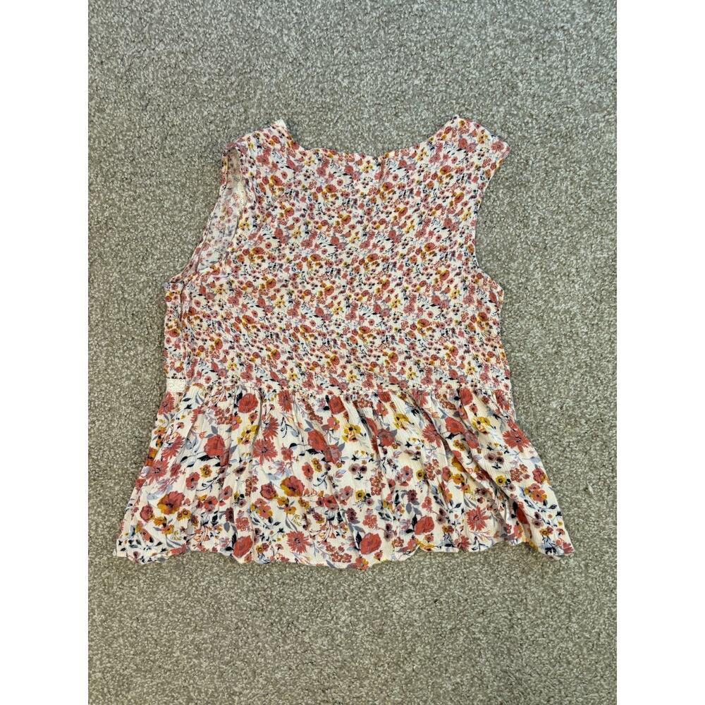 Image of Blue Rain Blue Floral Boho Babydoll Tank Top Small - Picture 9 of 16